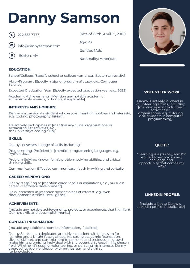 Make the Best Academic Profile CV Template